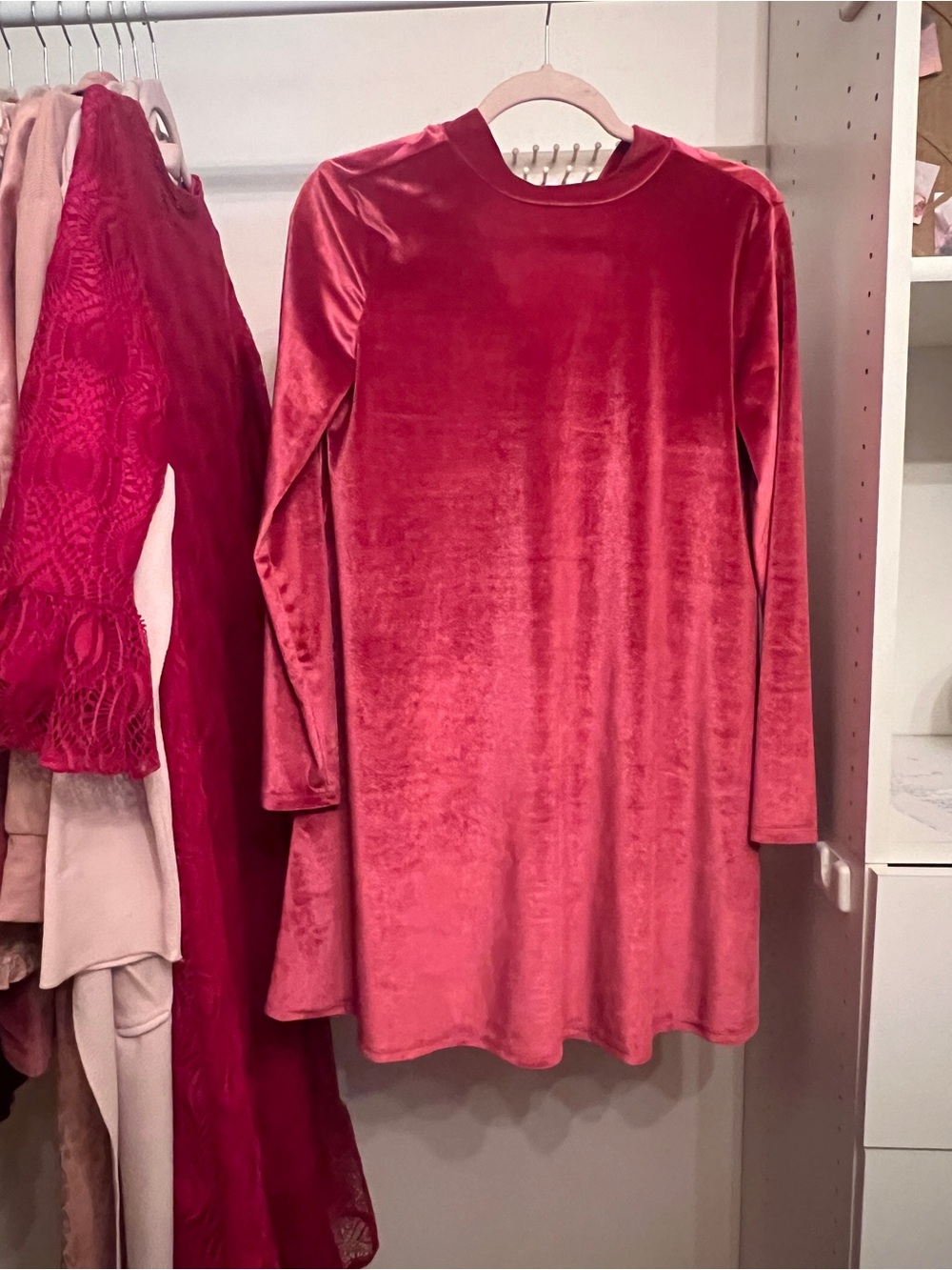 Forever 21 Velvet Shift Dress - Hot Pink